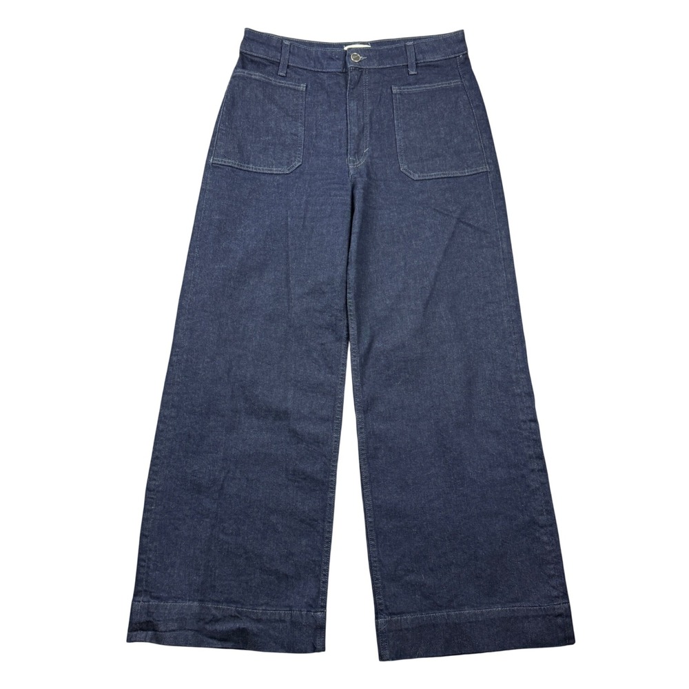 HM Women Size 12 Wide Leg High Waist Indigo Denim Utility Patch Pocket Jeans
